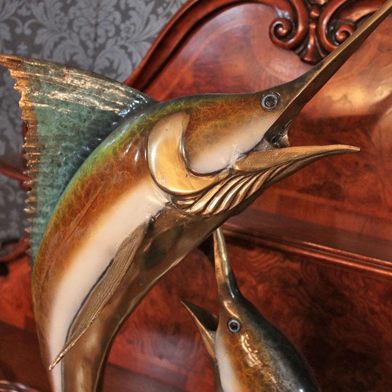 ブロンズ製 カジキマグロ ソードフィッシュ 置物 インテリア 113-443