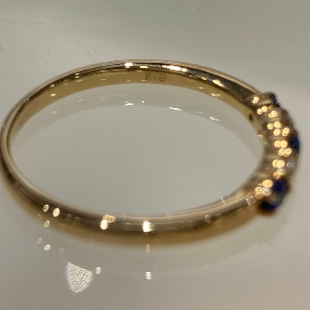 【新品未使用】K18 サファイア ダイヤモンド リング 5石