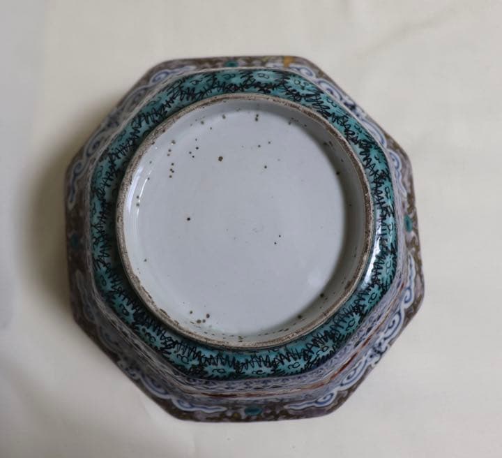 中国　呉須　八角大鉢　アンティーク　送料込み0206