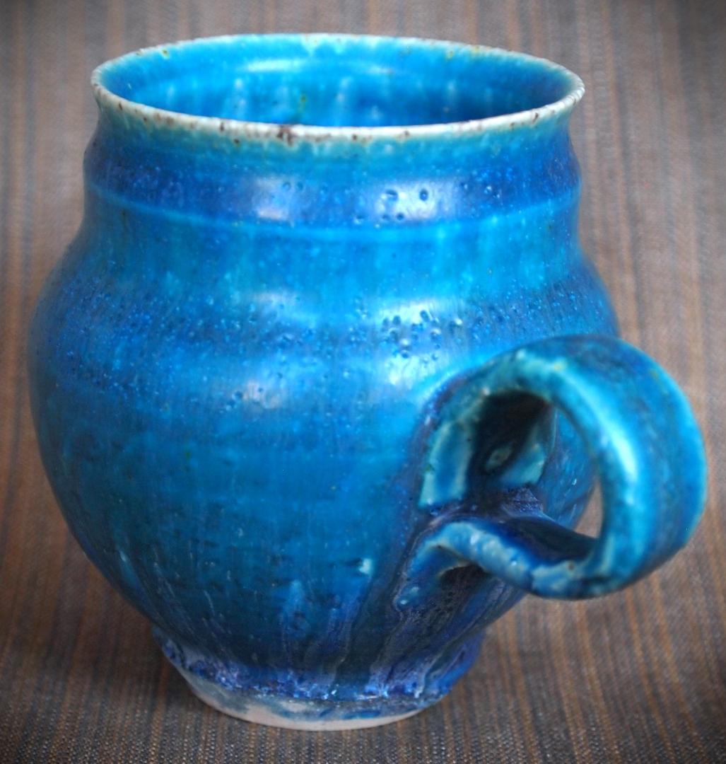 人気作家★金澤尚宜★うねうね青マグカップ★あよお