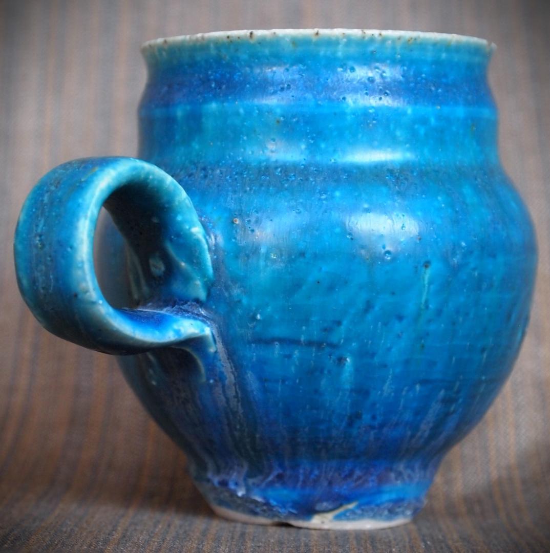 人気作家★金澤尚宜★うねうね青マグカップ★あよお