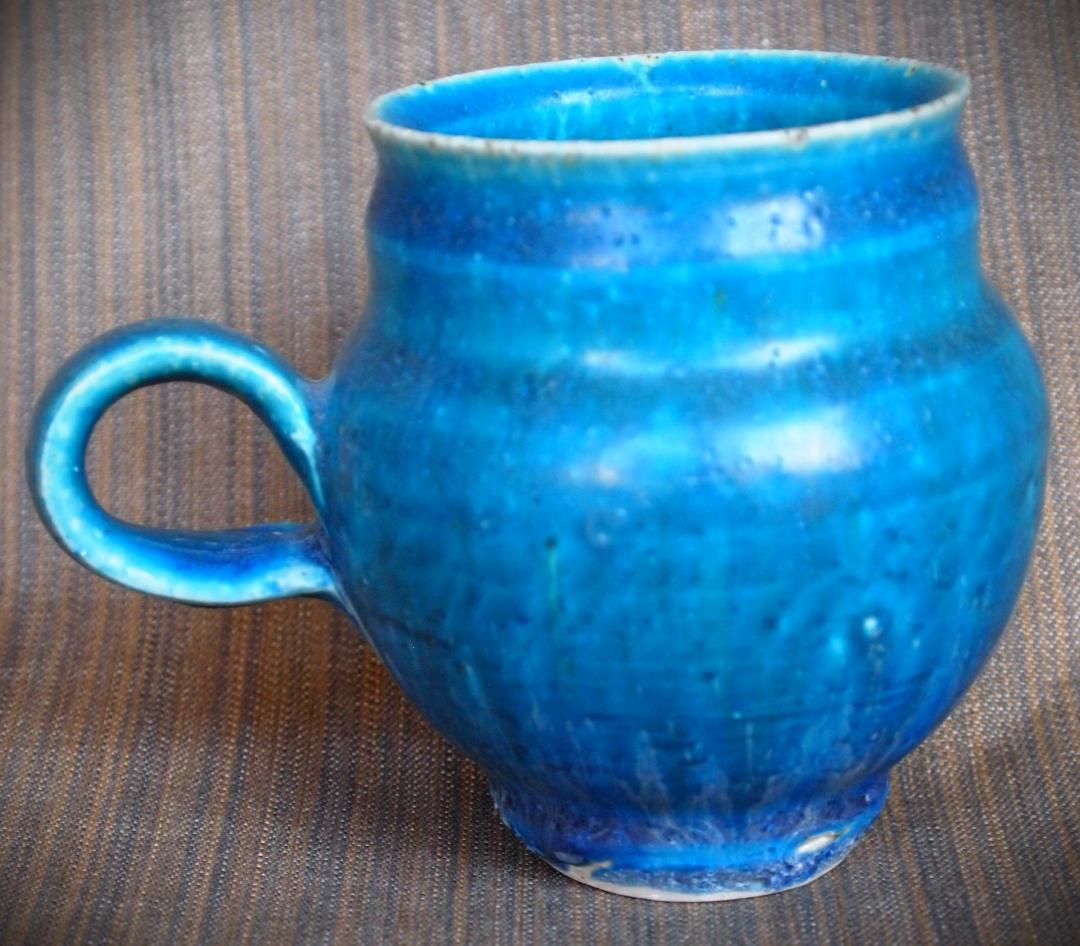 人気作家★金澤尚宜★うねうね青マグカップ★あよお