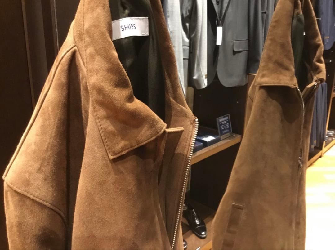 シップス レザージャケット ブルゾン ジップアップ　ヤギ革 スエード SHIPS