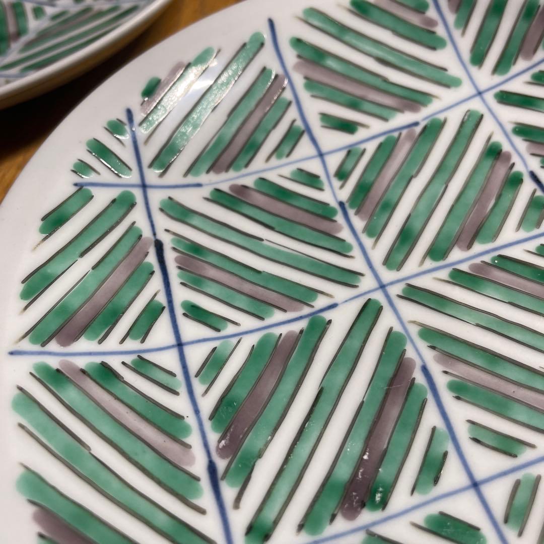 九谷焼　須田菁華　色絵綾紋皿　3枚