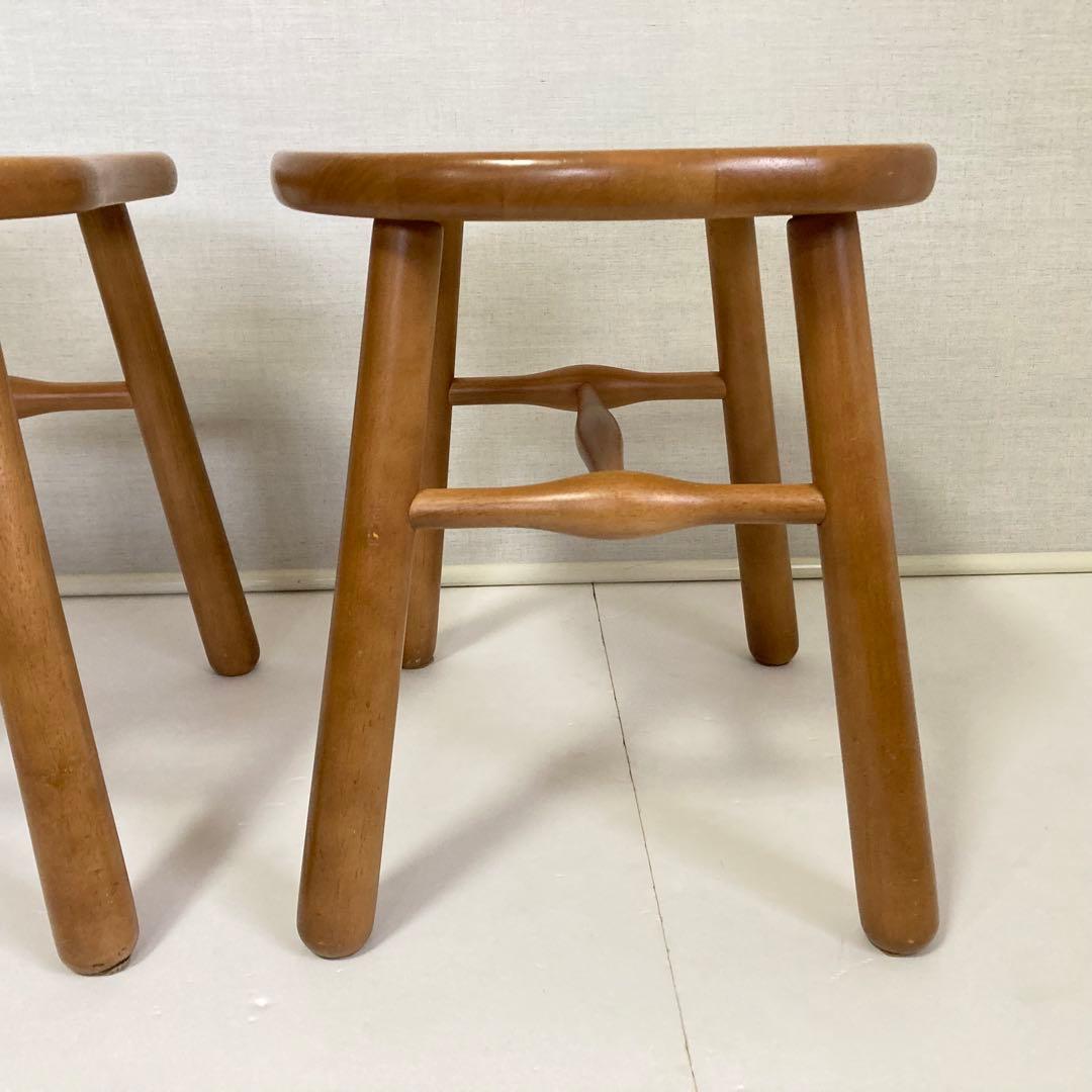 カリモク スツール チェア 椅子 置物台 ナチュラル 2脚 木製 家具 レトロ