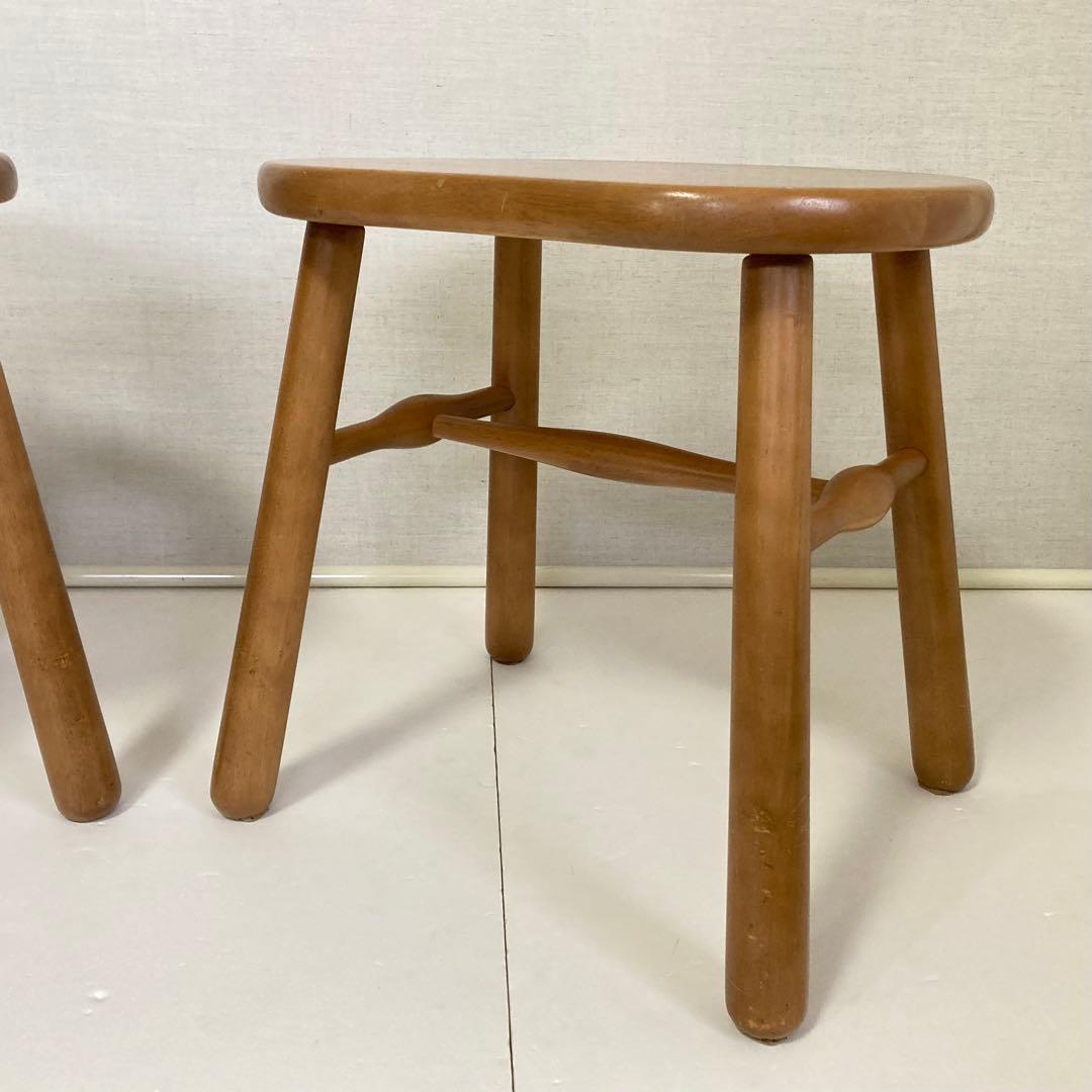 カリモク スツール チェア 椅子 置物台 ナチュラル 2脚 木製 家具 レトロ