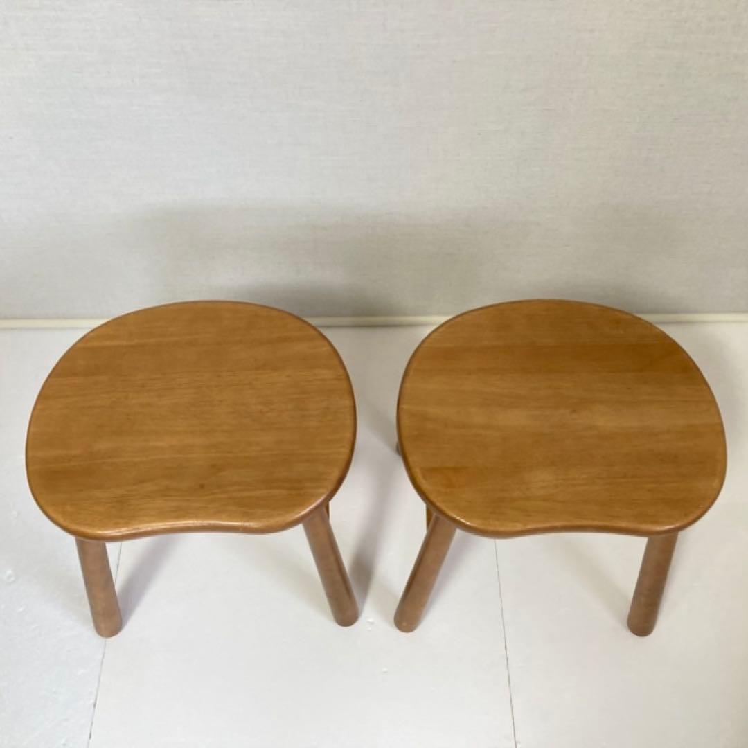 カリモク スツール チェア 椅子 置物台 ナチュラル 2脚 木製 家具 レトロ