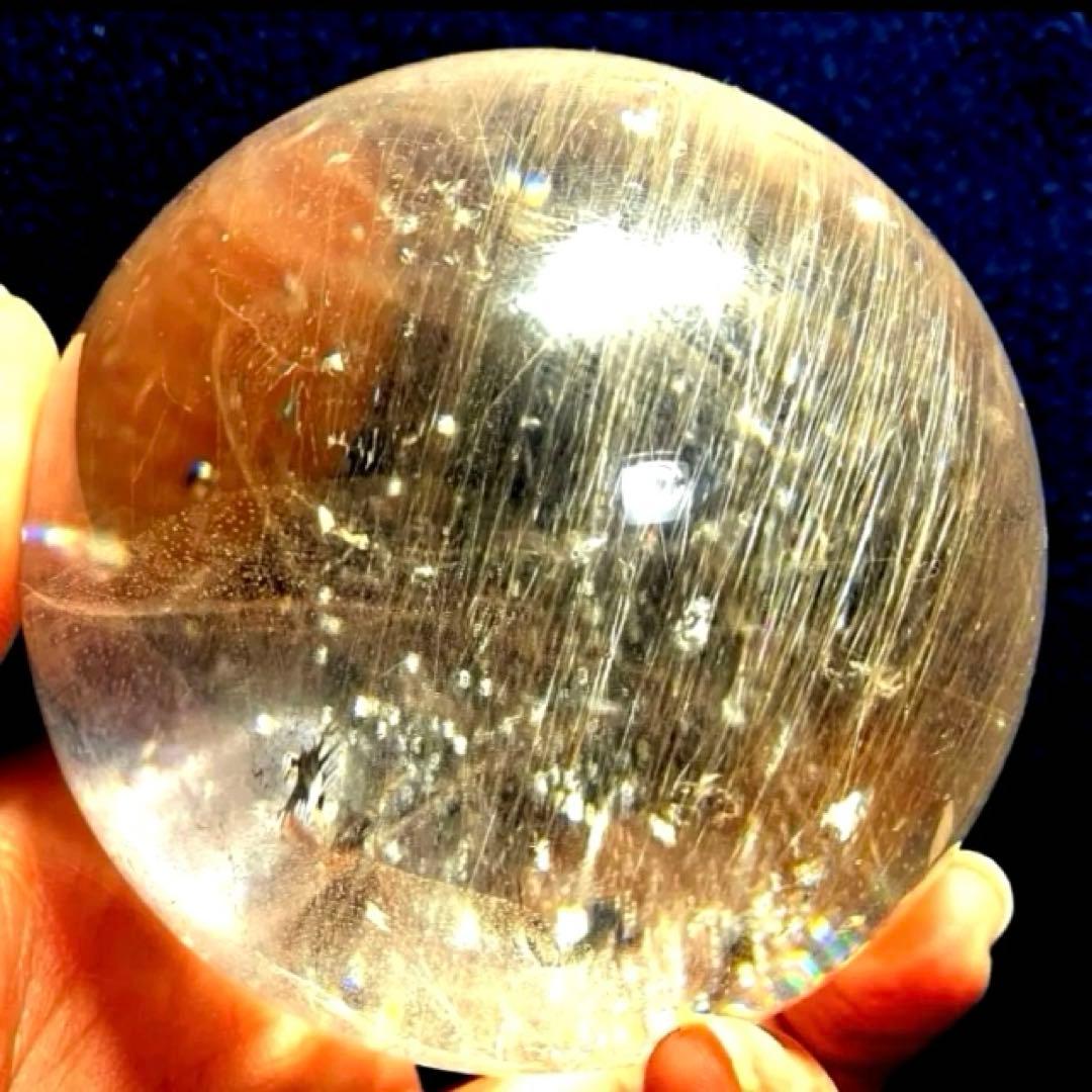 超特大　77mm ゴールドルチルクォーツ　金針水晶　パワーストーン