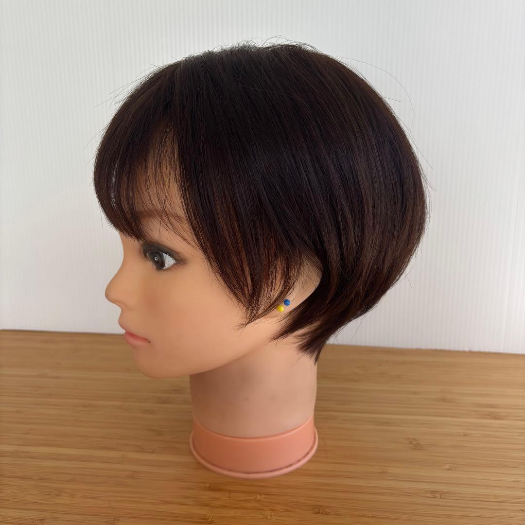 ★サラサラ高級人毛100%★ショートカット　ブラウン　フルウイッグかわいいかつら
