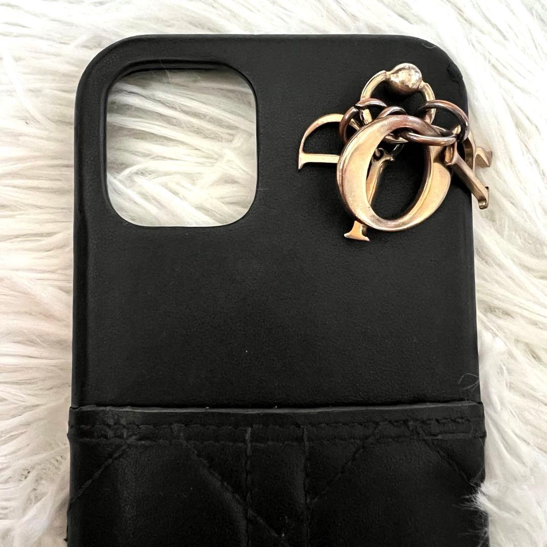 Dior ディオール iPhone15 ケース スマホ 本革 黒 カナージュ