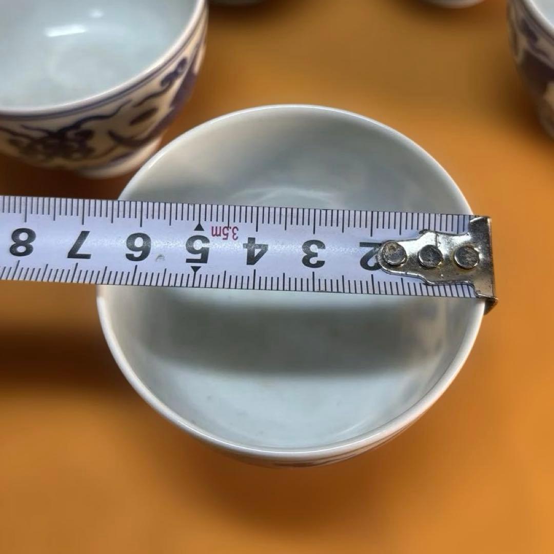 茶道具 京焼　華中亭道八製 染付青花茶碗 5点セット