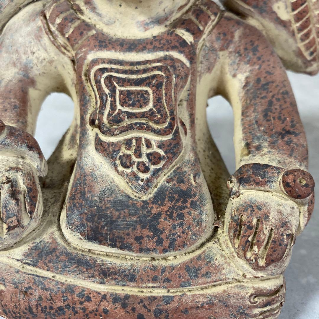 メキシコ　マヤ文明　戦士の土人形　テコラッタ　素焼き　ヴィンテージインテリア