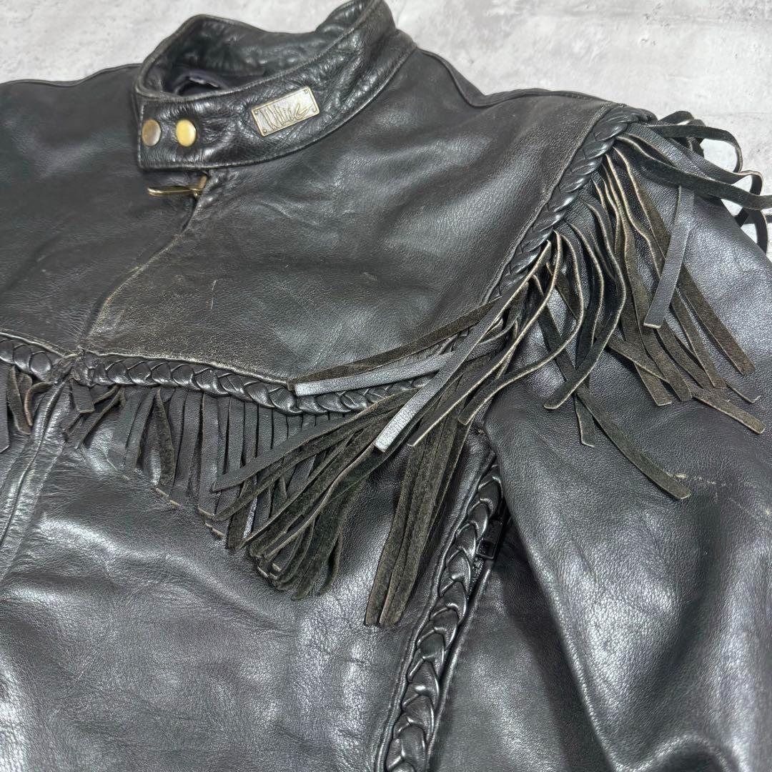 キングサイズ 44 ハーレー WillieG フリンジ ライダース レザー