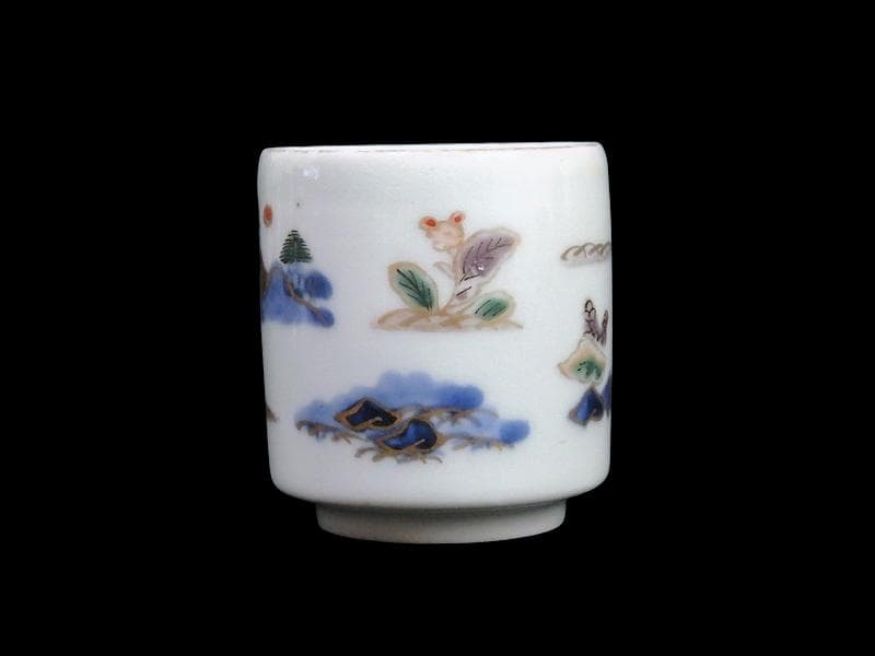 古伊万里　染錦　春駒の図　のぞき　猪口　A868AS-CYt