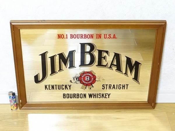非売品 80年代 ビンテージ JIM BEAM ウイスキー パブミラー 当時物