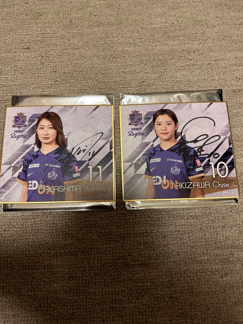 サンフレッチェ広島レジーナ 中嶋淑乃 瀧澤千聖 直筆サイン入りミニ色紙2点セット