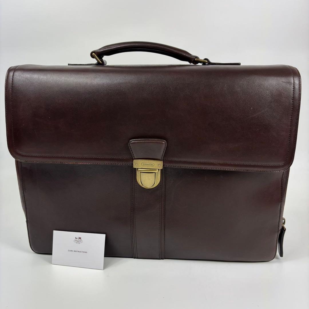 レア廃盤　コーチ　ビジネスバッグ　ゴールド金具　レザー　ブラウン　A4OK
