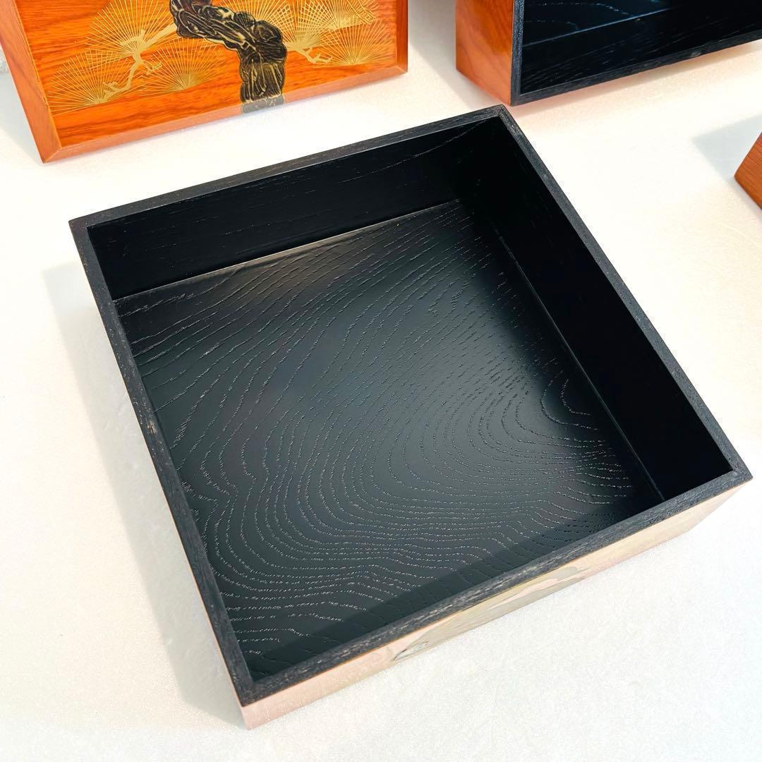 ⭐️ 天然木漆器 松鶴蒔絵 三段重 美品 ⭐️