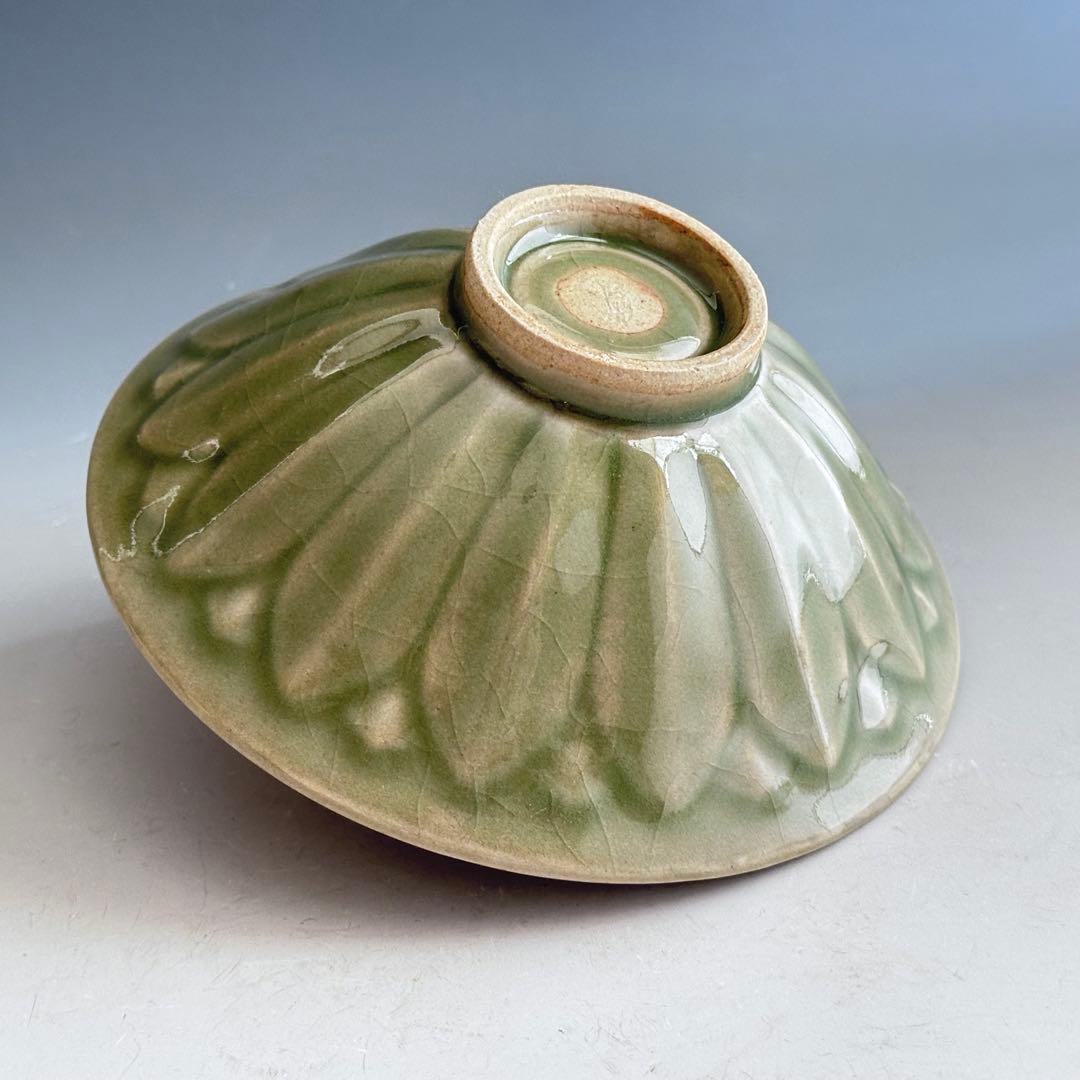 茶道具　青磁　鎬写　茶碗　日比野清峰　共箱　陶芸　薄茶　夏　茶会