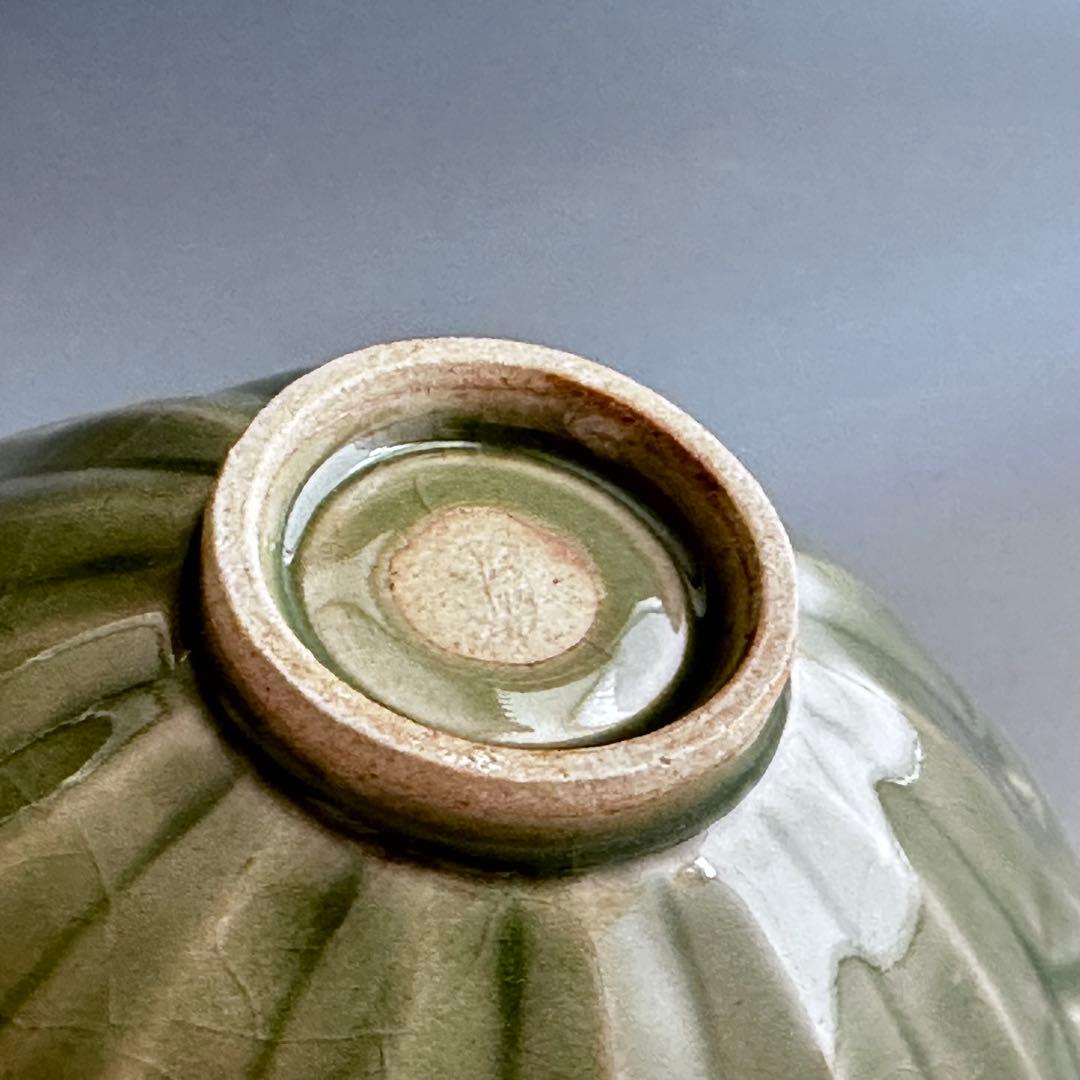 茶道具　青磁　鎬写　茶碗　日比野清峰　共箱　陶芸　薄茶　夏　茶会