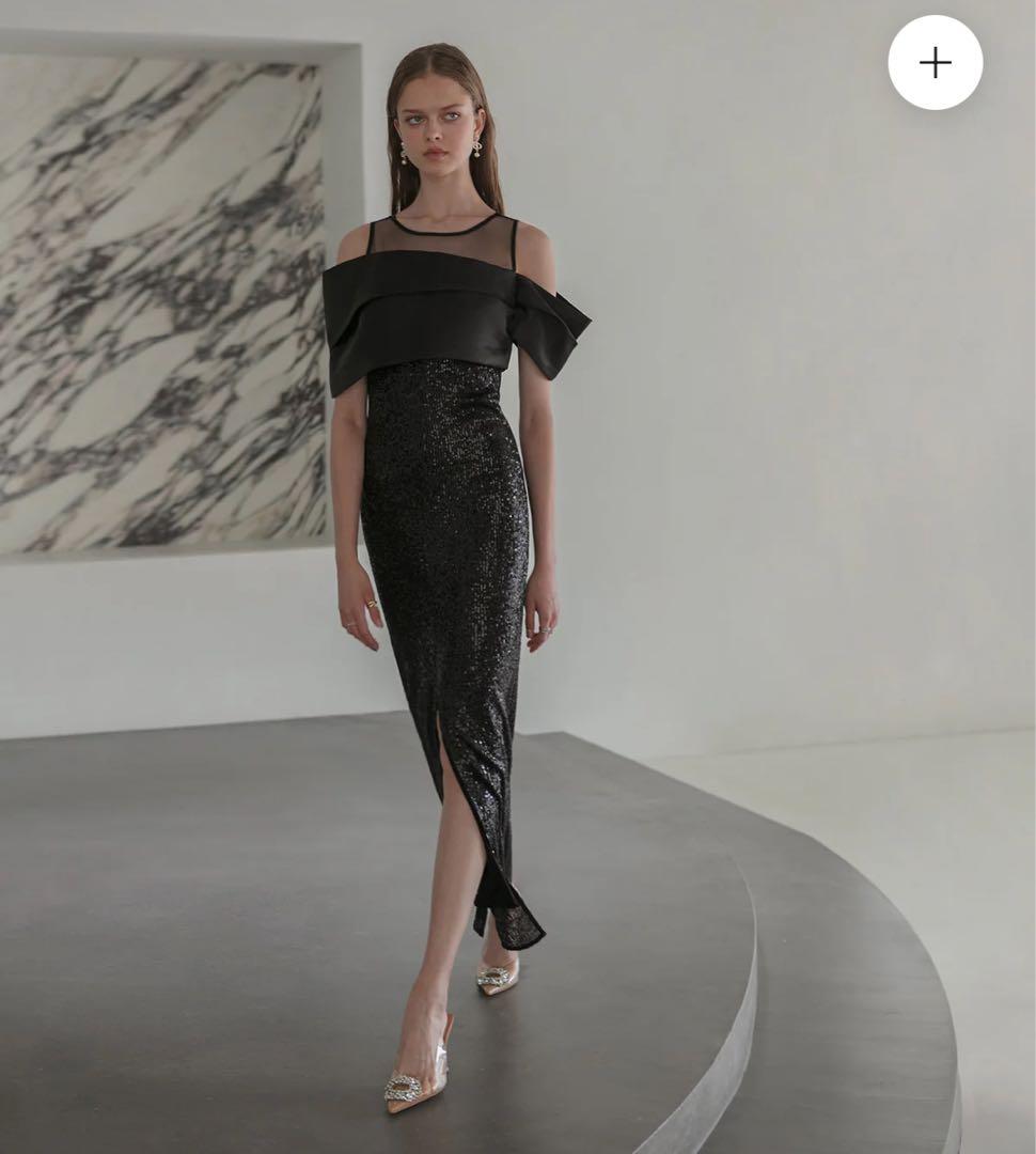 LEJA シースルーアシンメトリースパンコールスリットIラインドレス