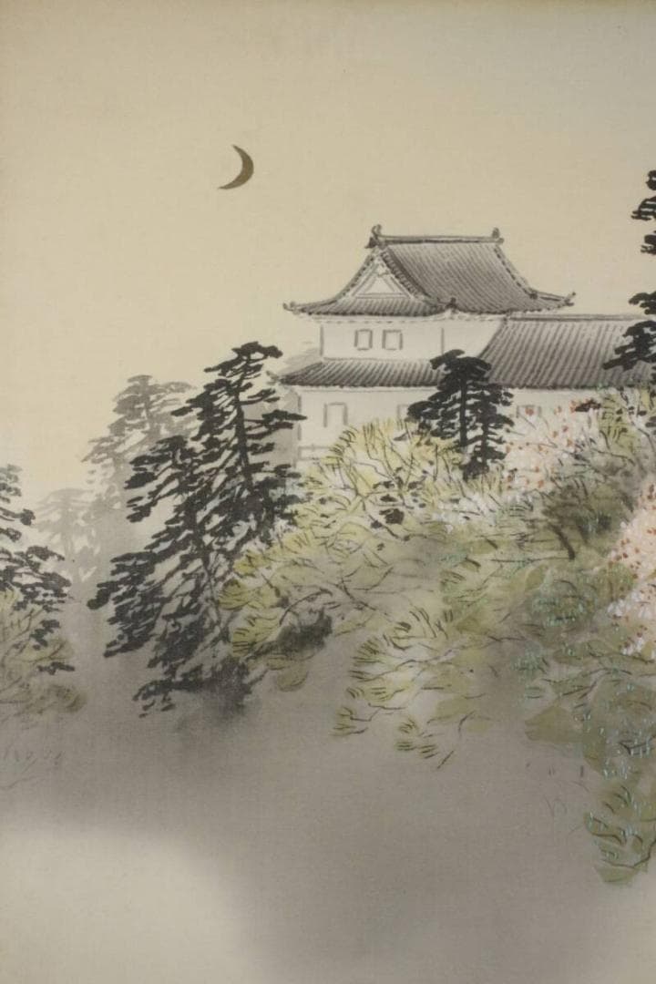 送料込 工藝画 印刷画 川合玉堂 古城図 額装 /横山大観 竹内栖鳳 伊藤深水