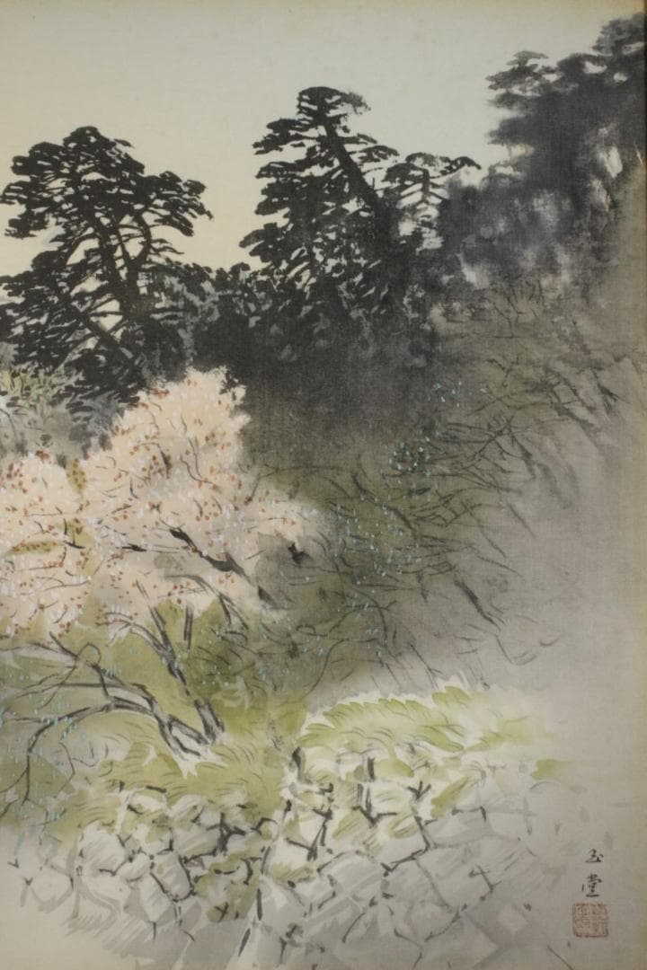 送料込 工藝画 印刷画 川合玉堂 古城図 額装 /横山大観 竹内栖鳳 伊藤深水