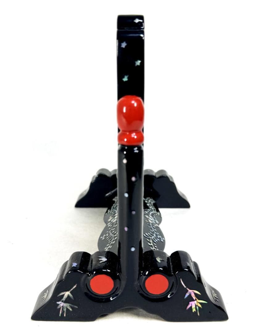 清時代 木製黒漆 青貝螺鈿装飾 山水人物麒麟神獣文 硯屏 衝立 WWWT107