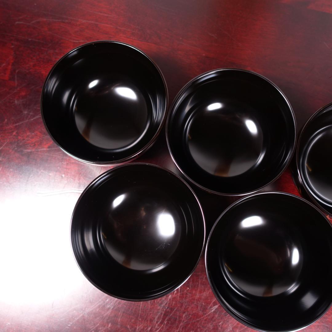 輪島塗 黒塗 あやめ蒔絵 吸物椀 5客 共箱 天然木製漆器