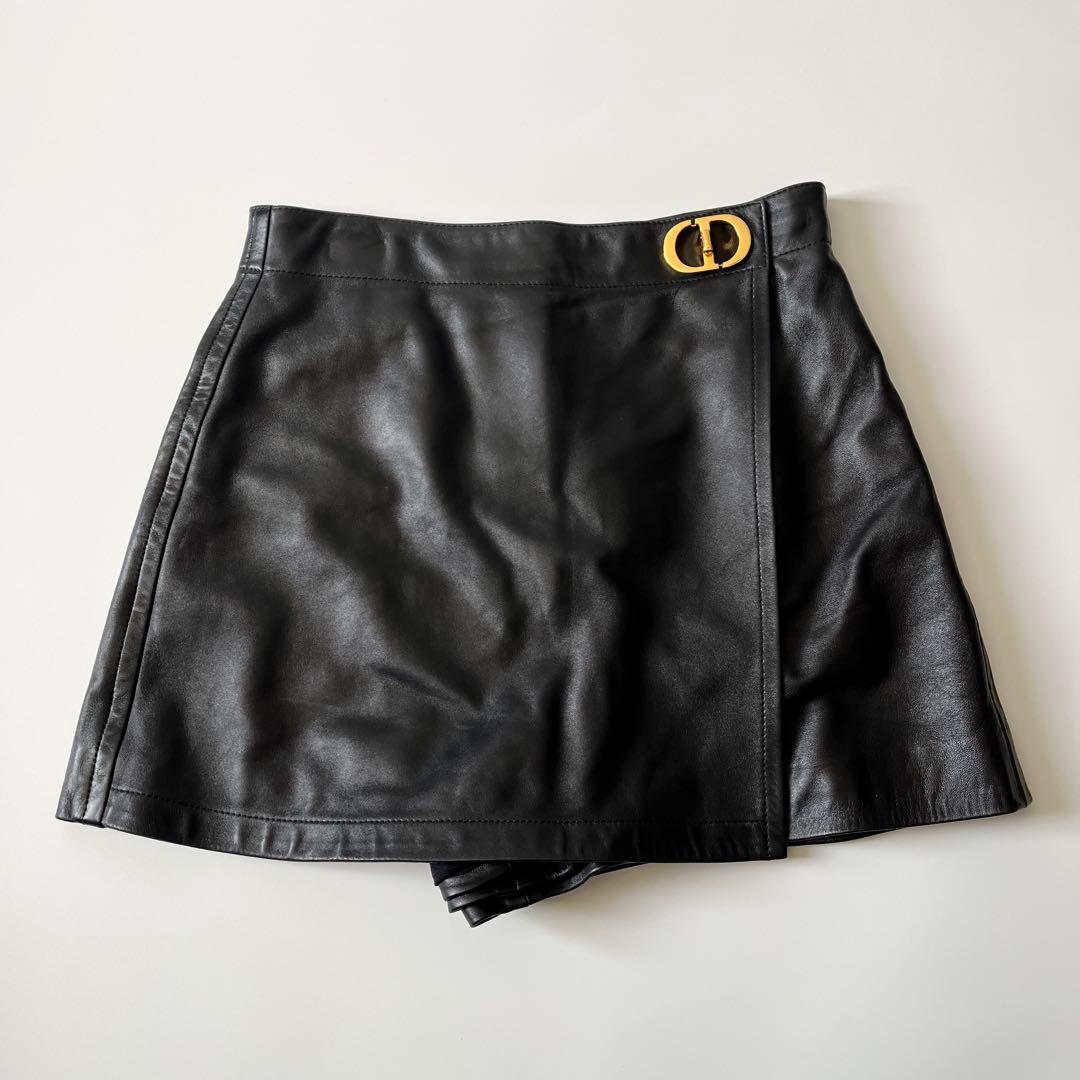 ディオール　スコート　CDバックル　ラムレザー　ブラック　38サイズ　キュロット