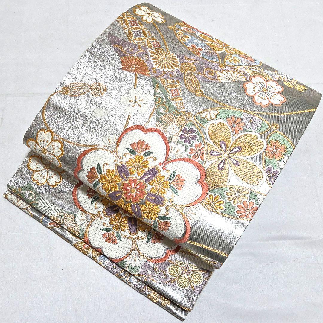 F5 京都きもの友禅 桜 金彩 金駒刺繍 正絹 成人式 振袖・襦袢・袋帯セット