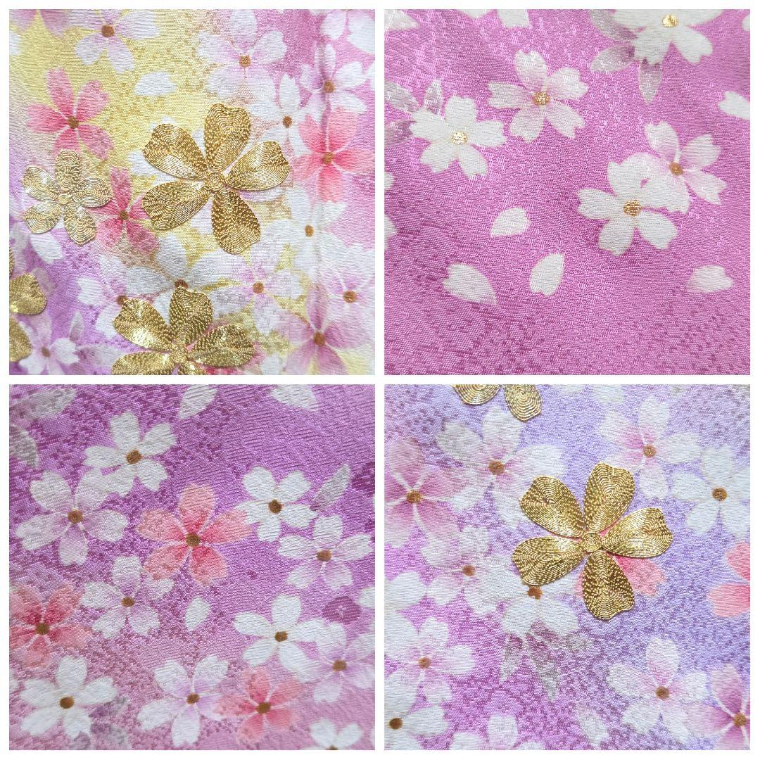 F5 京都きもの友禅 桜 金彩 金駒刺繍 正絹 成人式 振袖・襦袢・袋帯セット