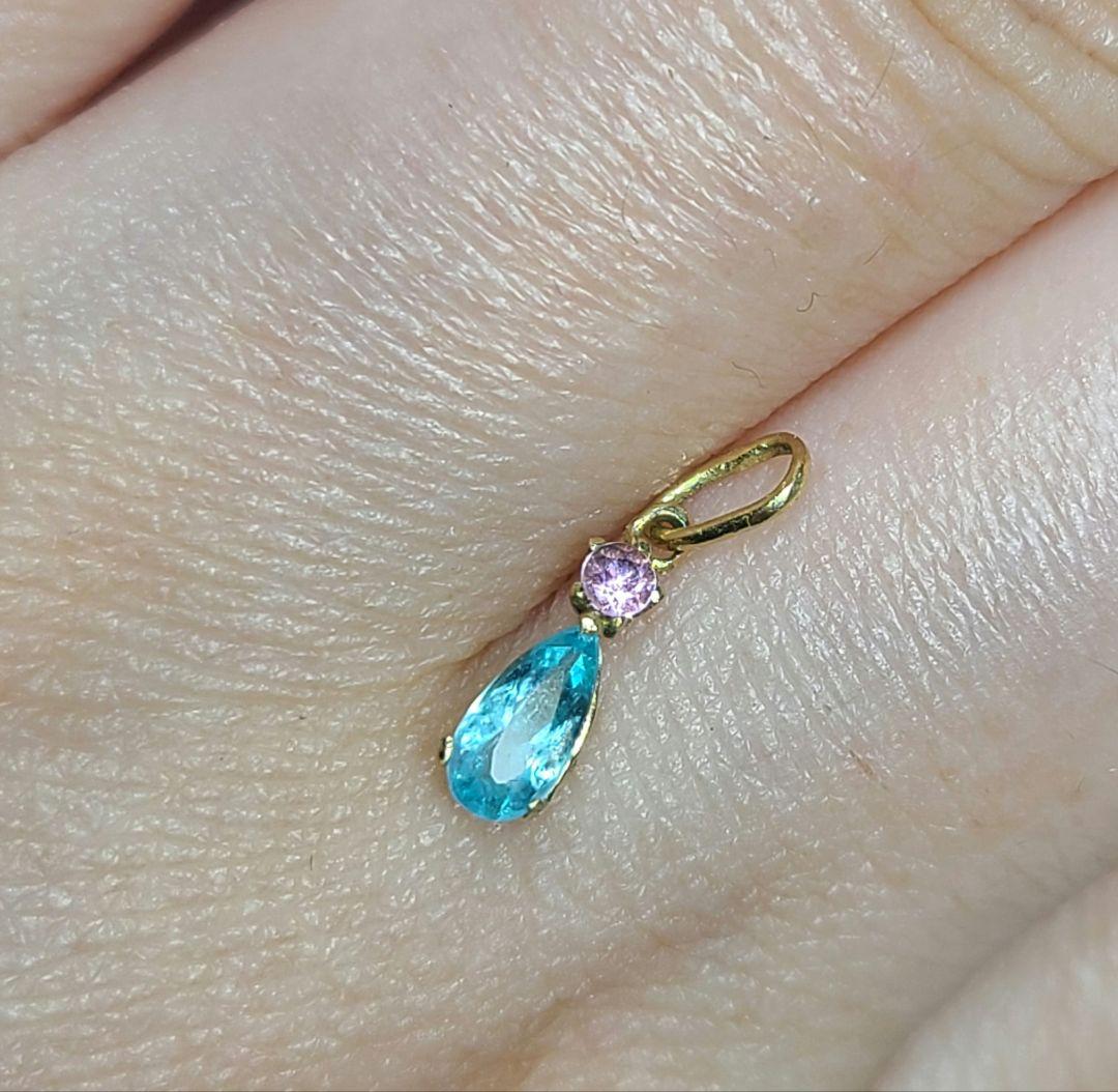 専用ページ★バターリャパライバトルマリン&パパラチペンダントトップ18金★