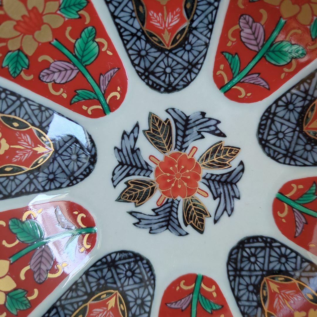 波佐見焼　林九郎窯　十方割花地紋　小鉢揃　5枚　菊割鉢　輪花鉢　金彩　古伊万里