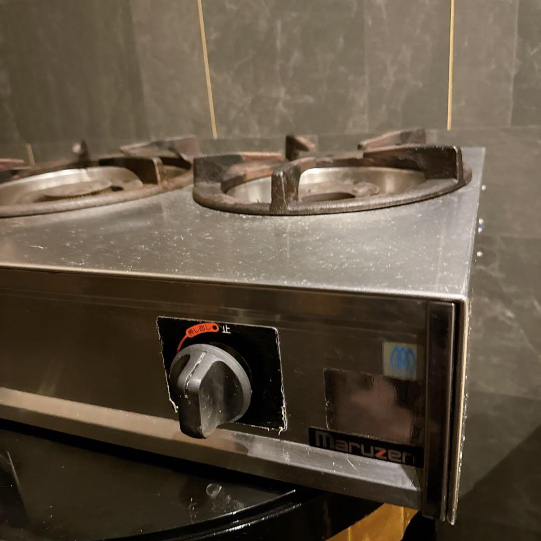 マルゼン 業務用2口ガスコンロ 親子ガス ステンレス 厨房用 クリーニング済