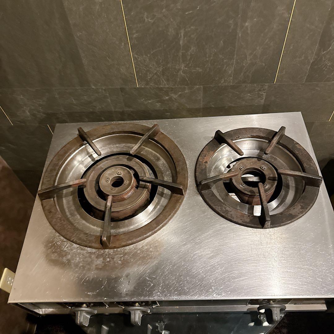 マルゼン 業務用2口ガスコンロ 親子ガス ステンレス 厨房用 クリーニング済