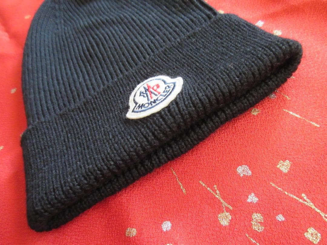 美品! MONCLER モンクレール ニット帽 ニットキャップ ビーニー 黒