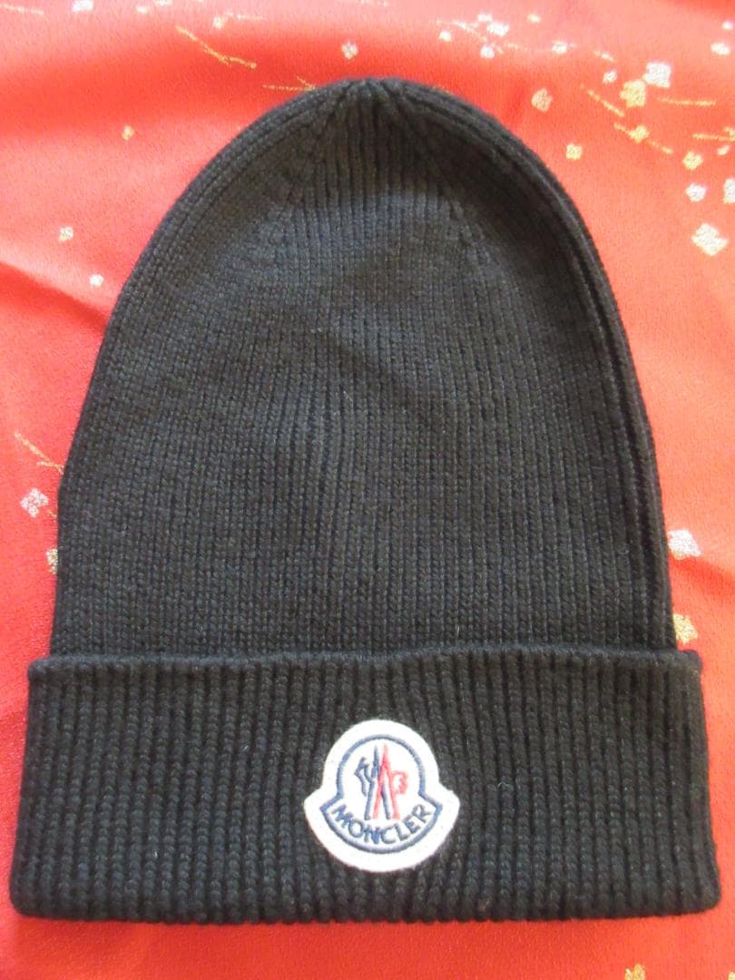 美品! MONCLER モンクレール ニット帽 ニットキャップ ビーニー 黒