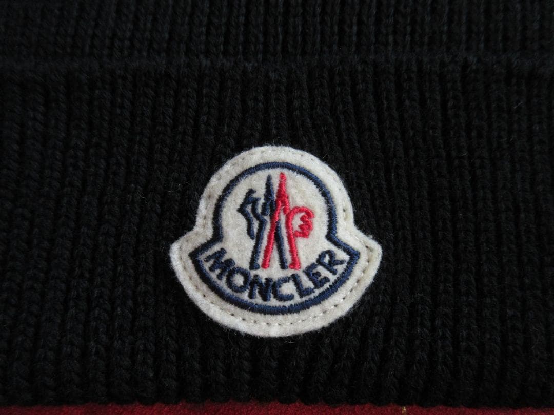 美品! MONCLER モンクレール ニット帽 ニットキャップ ビーニー 黒