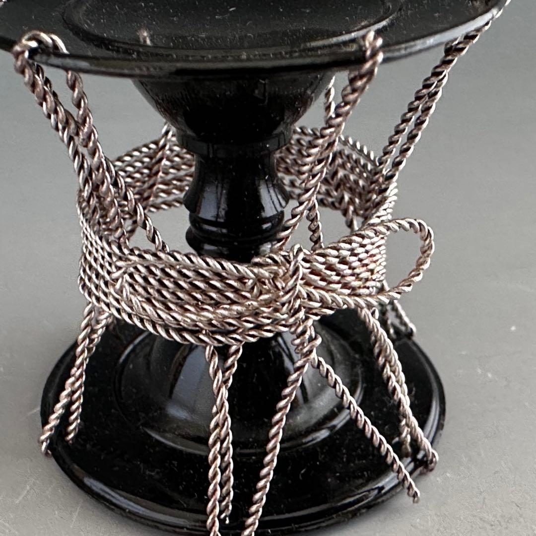 茶道具　黒漆　銀線紐　鼓　蓋置　井波慶州　共箱　金工　稽古　茶会