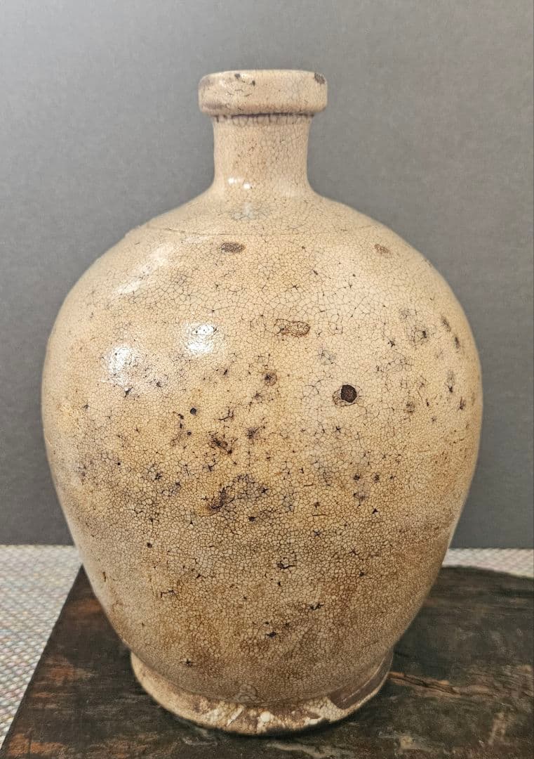 時代物❗　李朝古陶磁器系　中国古陶磁器系　肩口に目跡　雨漏り手　徳利　壺　花入