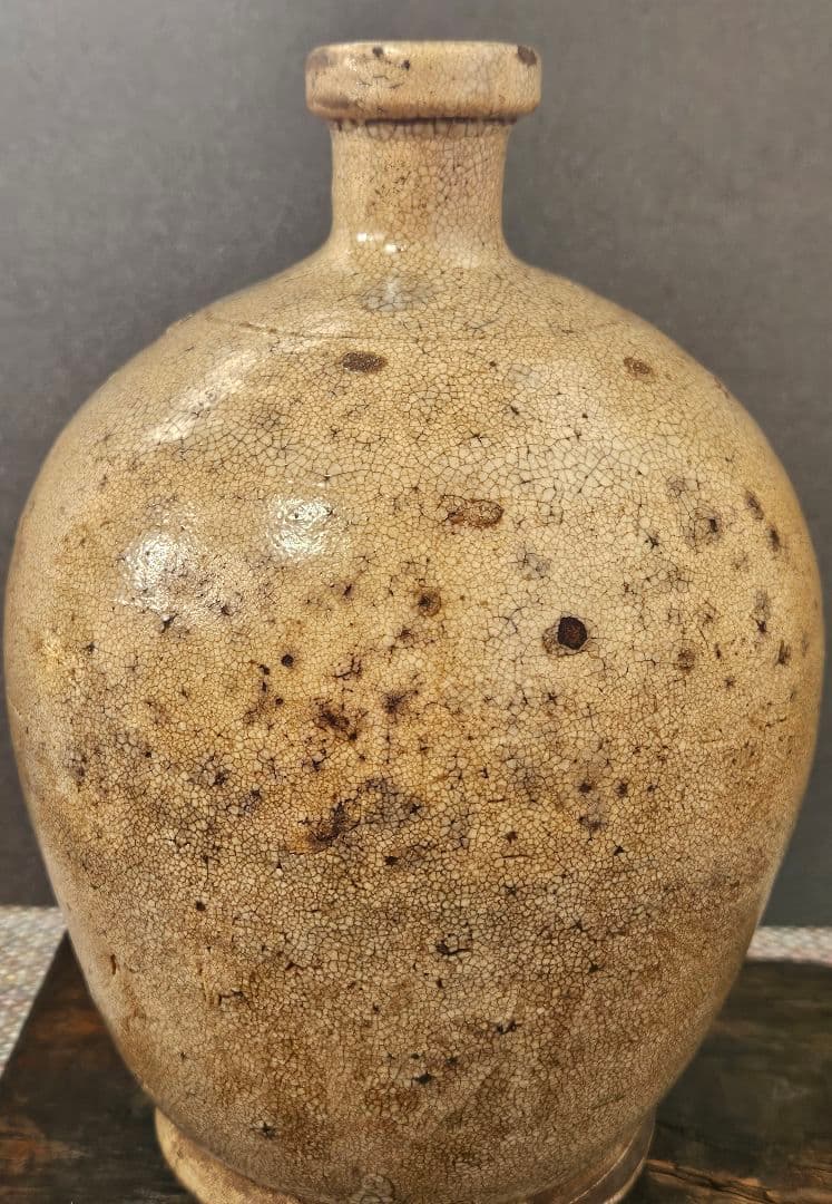 時代物❗　李朝古陶磁器系　中国古陶磁器系　肩口に目跡　雨漏り手　徳利　壺　花入