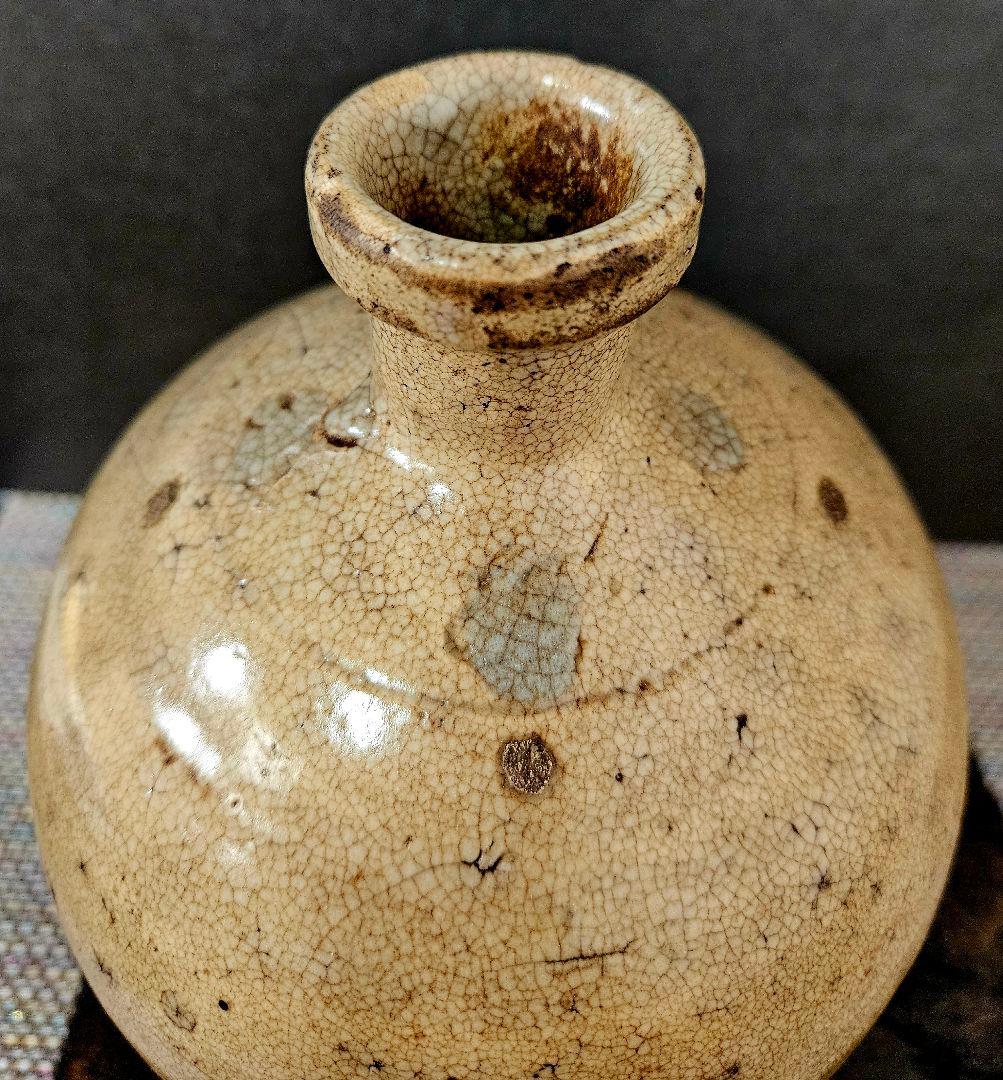 時代物❗　李朝古陶磁器系　中国古陶磁器系　肩口に目跡　雨漏り手　徳利　壺　花入