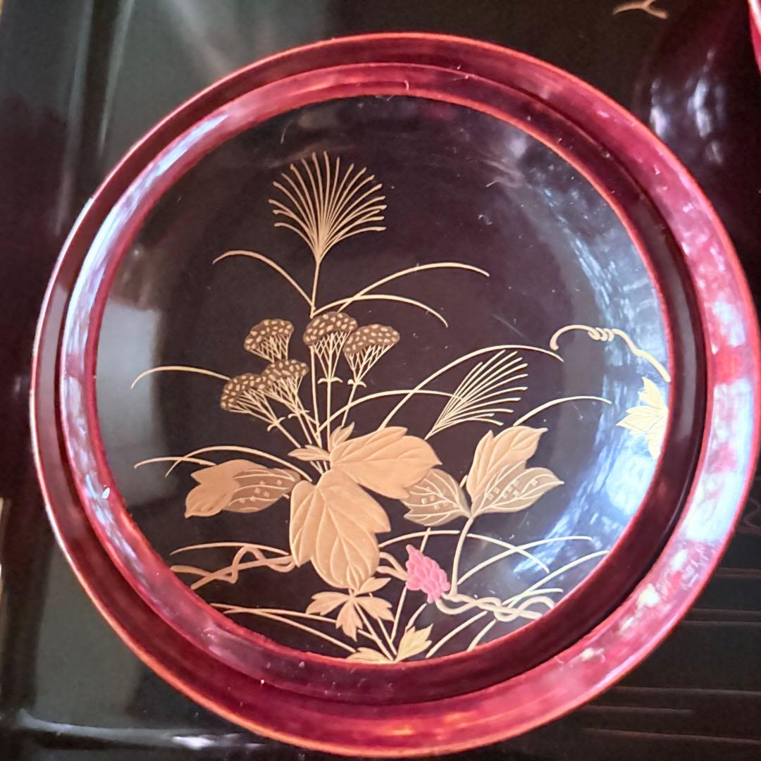 2224様感謝‼️感謝価格‼️超絶JAPAN蒔絵あけぼの❌黒 秋草蒔絵　茶懐石椀5客