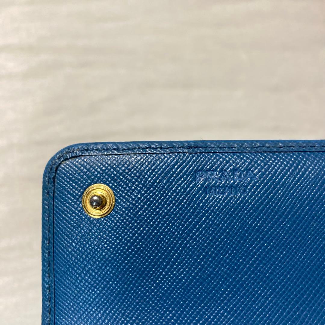 PRADA プラダ　サフィアーノ　長財布　ロングウォレット　青　箱付き　人気