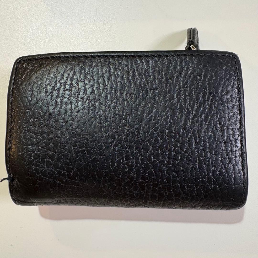 GUCCI ブラックレザー 三つ折り財布　オールブラック