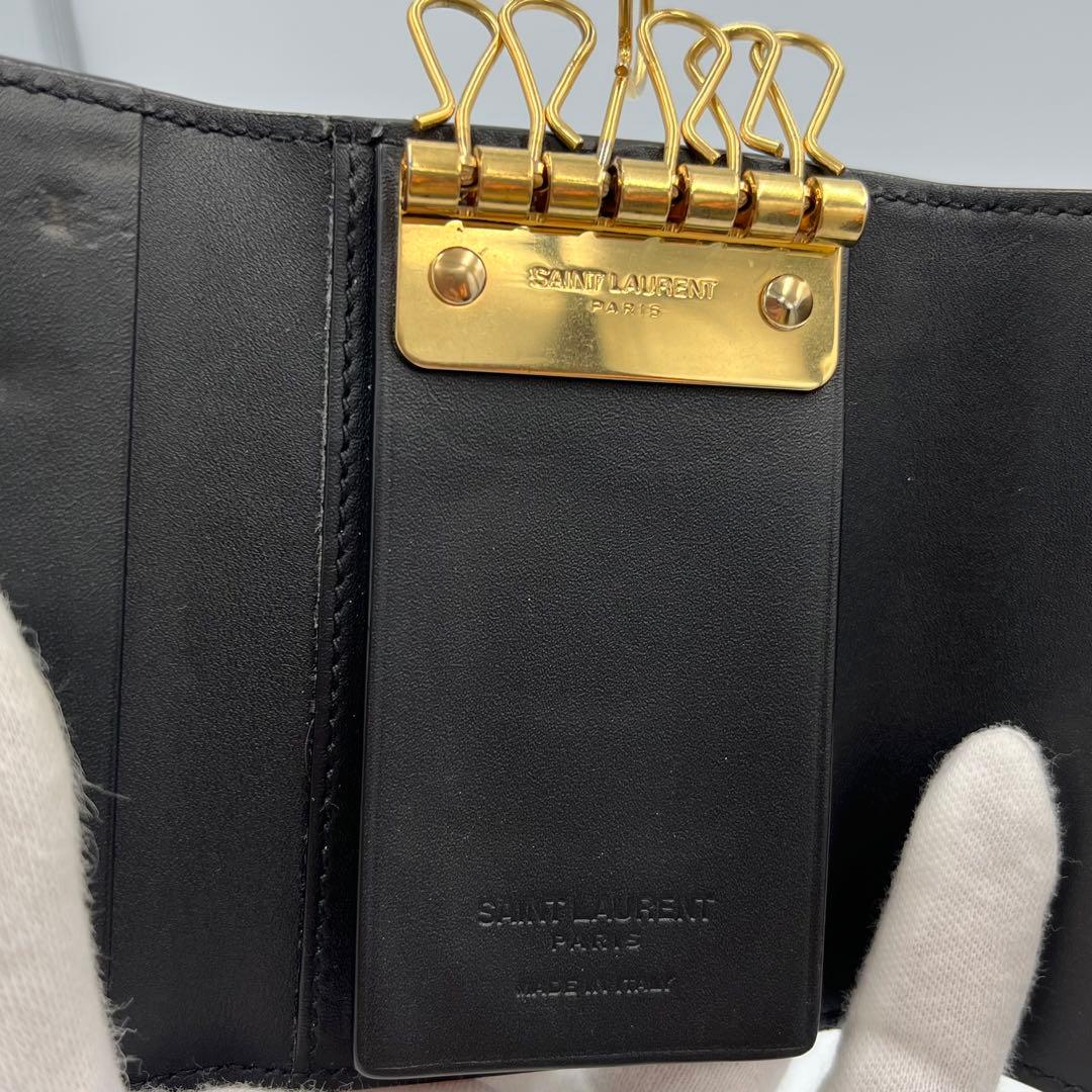 ✨美品✨SAINT LAURENT 6連キーケース　ブラック　ゴールドロゴ