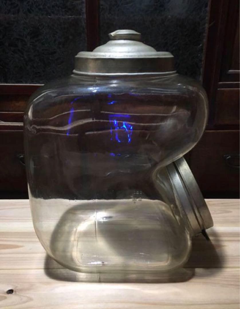 10★ブィンテージ★ガラス ケース★タバコ入れ★エンボス★気泡★ゆらゆら 波★