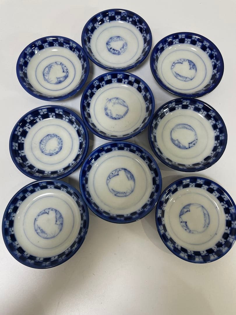 【現状品】古伊万里 青 染付 蓋付飯碗9客 レトロ アンティーク