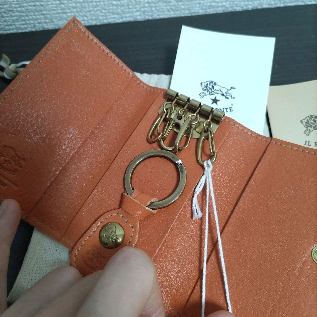 新品 イルビゾンテ 本革 キーケース 4連 スマートキー 小銭入れ キャラメル